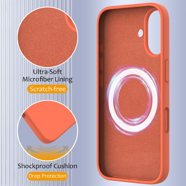 For iPhone 16 Shockproof Silicone Magsafe Phone Case(Gold Orange)