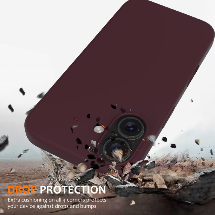 For iPhone 16 Shockproof Silicone Magsafe Phone Case(Plum Color)