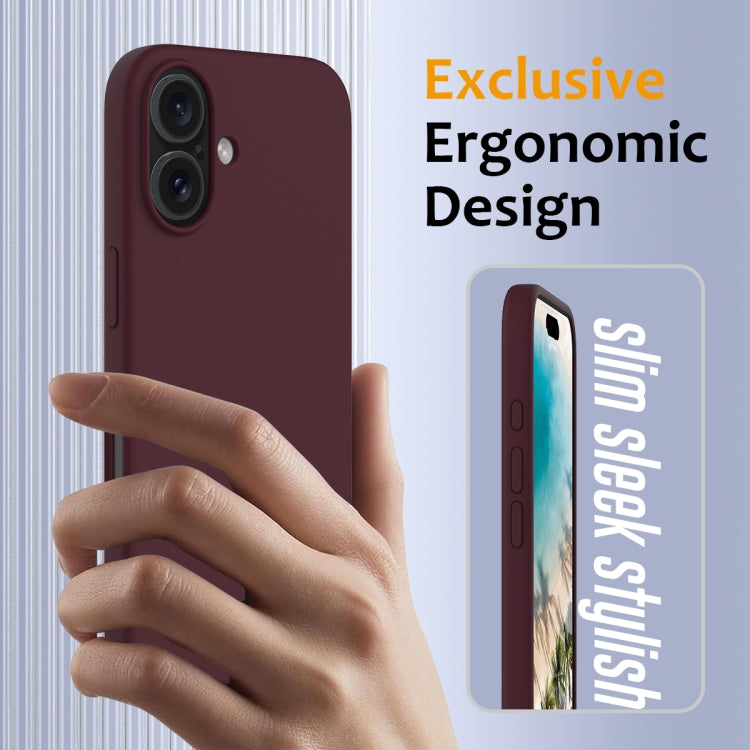 For iPhone 16 Shockproof Silicone Magsafe Phone Case(Plum Color)