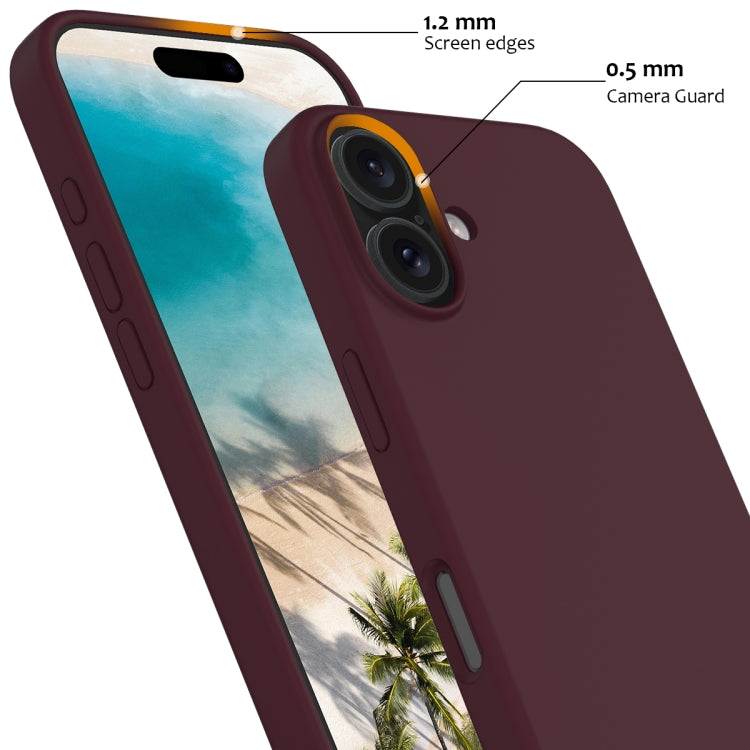 For iPhone 16 Shockproof Silicone Magsafe Phone Case(Plum Color)