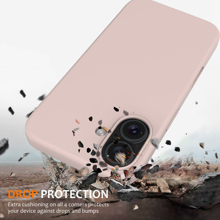 For iPhone 16 Shockproof Silicone Magsafe Phone Case(Sand Pink)