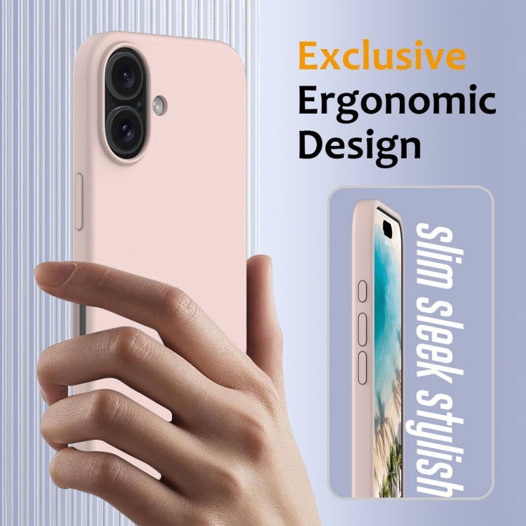For iPhone 16 Shockproof Silicone Magsafe Phone Case(Sand Pink)