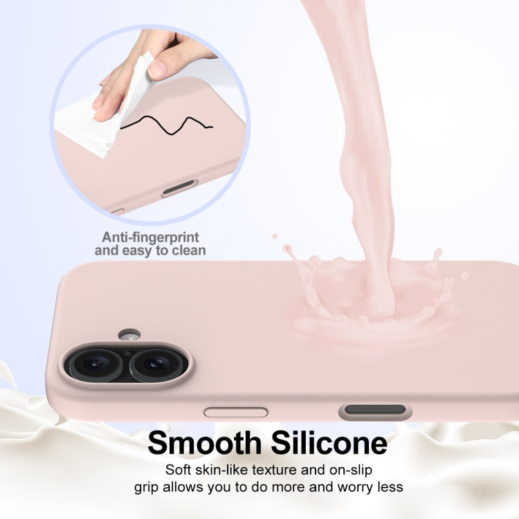 For iPhone 16 Shockproof Silicone Magsafe Phone Case(Sand Pink)