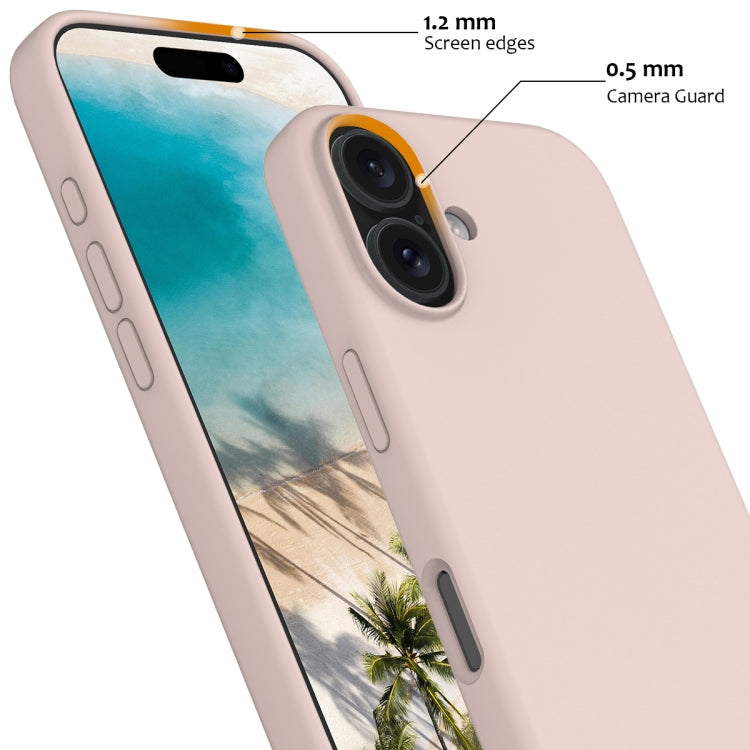 For iPhone 16 Shockproof Silicone Magsafe Phone Case(Sand Pink)
