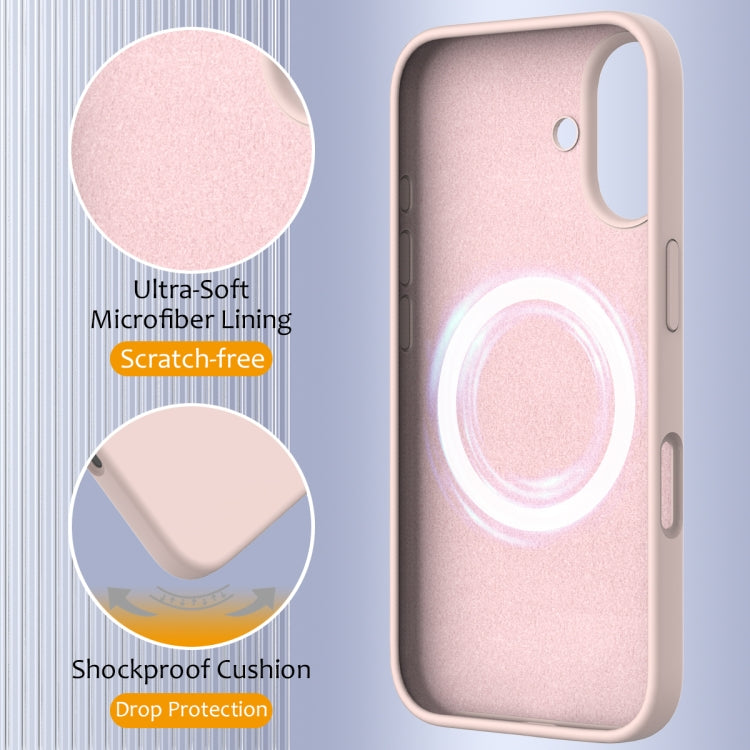 For iPhone 16 Shockproof Silicone Magsafe Phone Case(Sand Pink)