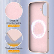 For iPhone 16 Shockproof Silicone Magsafe Phone Case(Sand Pink)