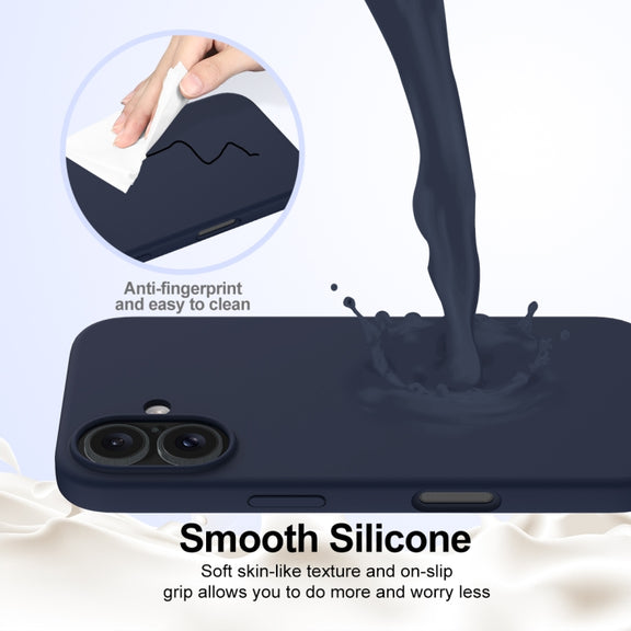 For iPhone 16 Shockproof Silicone Magsafe Phone Case(Navy Blue)