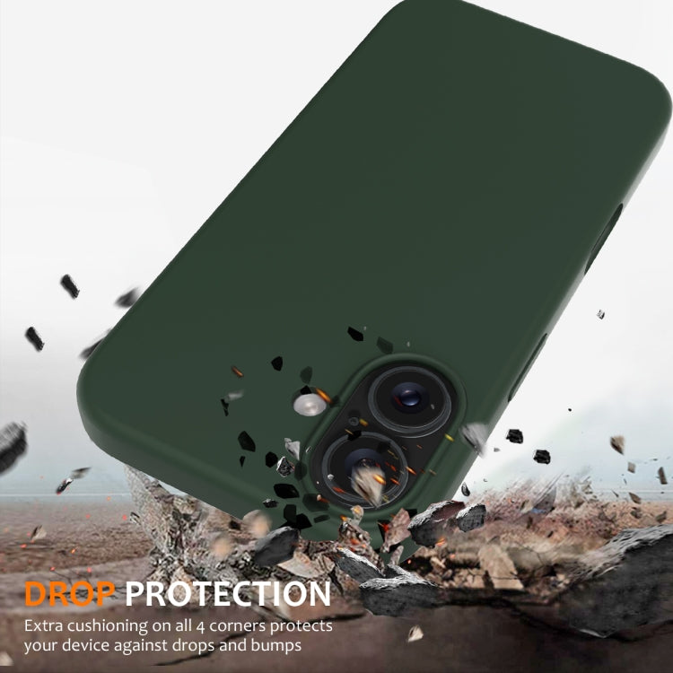 For iPhone 16 Shockproof Silicone Magsafe Phone Case(Dark Green)