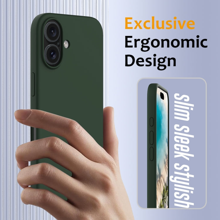 For iPhone 16 Shockproof Silicone Magsafe Phone Case(Dark Green)