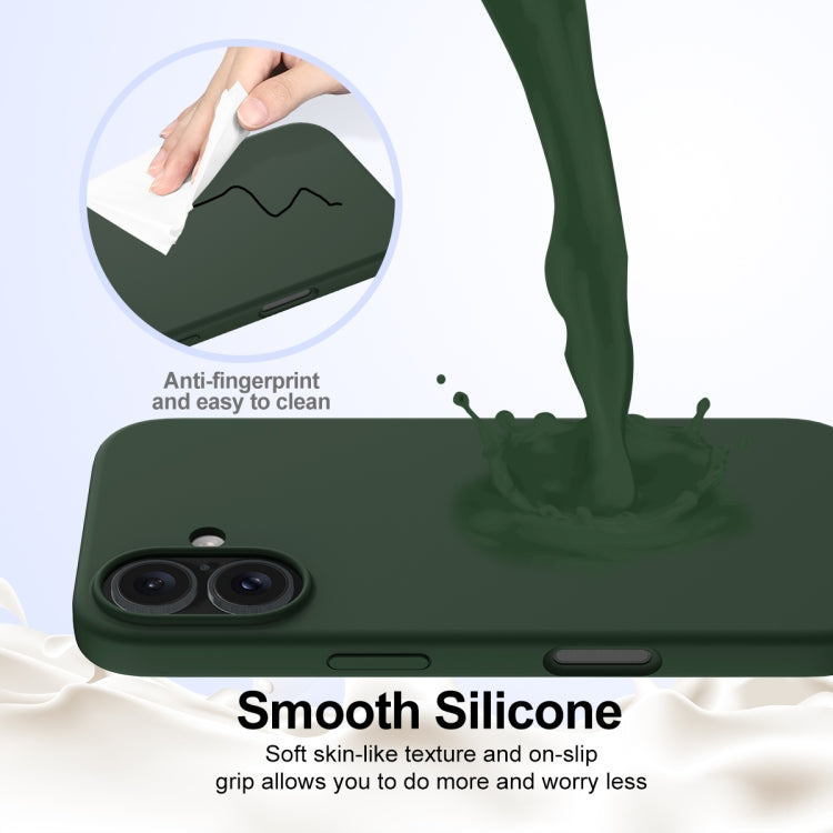 For iPhone 16 Shockproof Silicone Magsafe Phone Case(Dark Green)