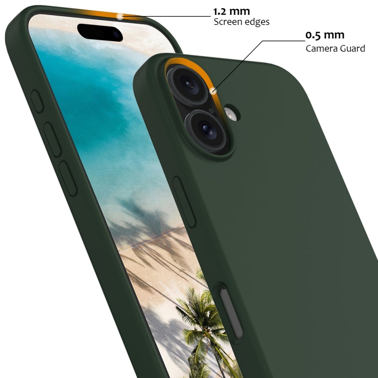 For iPhone 16 Shockproof Silicone Magsafe Phone Case(Dark Green)