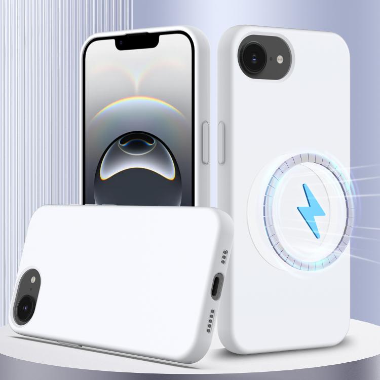 For iPhone 16e Shockproof Silicone Magsafe Phone Case(White)