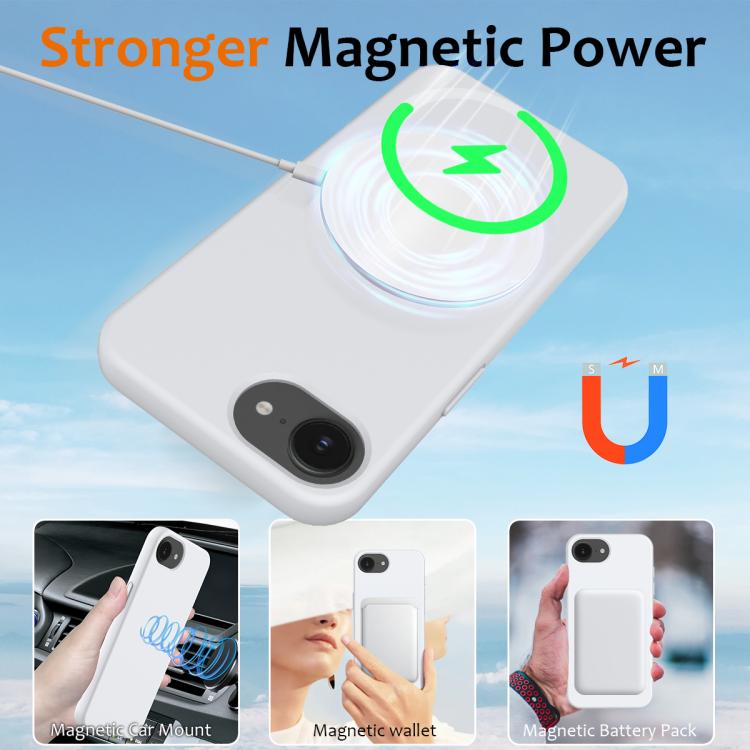 For iPhone 16e Shockproof Silicone Magsafe Phone Case(White)