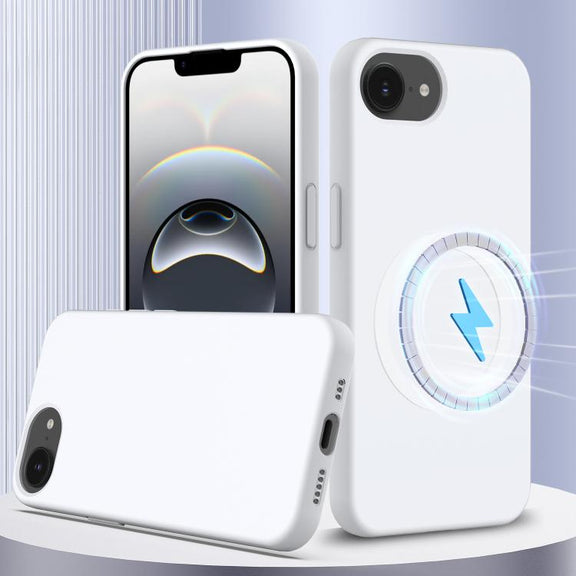 For iPhone 16e Shockproof Silicone Magsafe Phone Case(White)