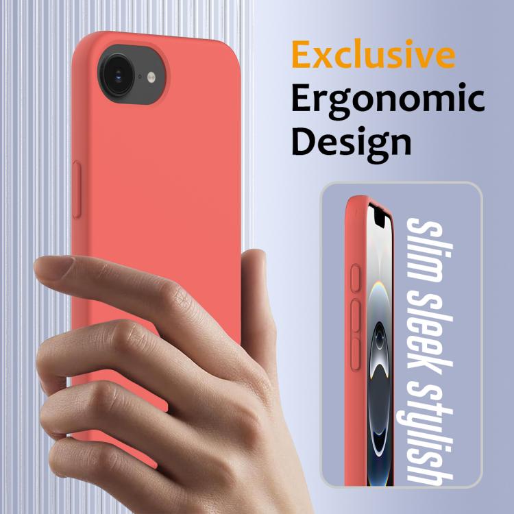 For iPhone 16e Shockproof Silicone Magsafe Phone Case(Pink Orange)