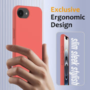 For iPhone 16e Shockproof Silicone Magsafe Phone Case(Pink Orange)