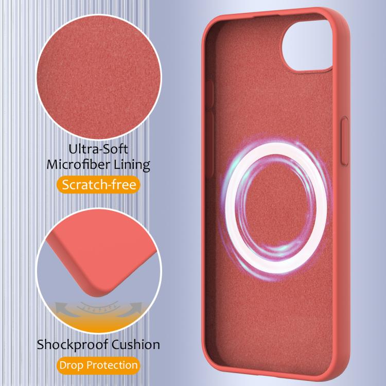 For iPhone 16e Shockproof Silicone Magsafe Phone Case(Pink Orange)