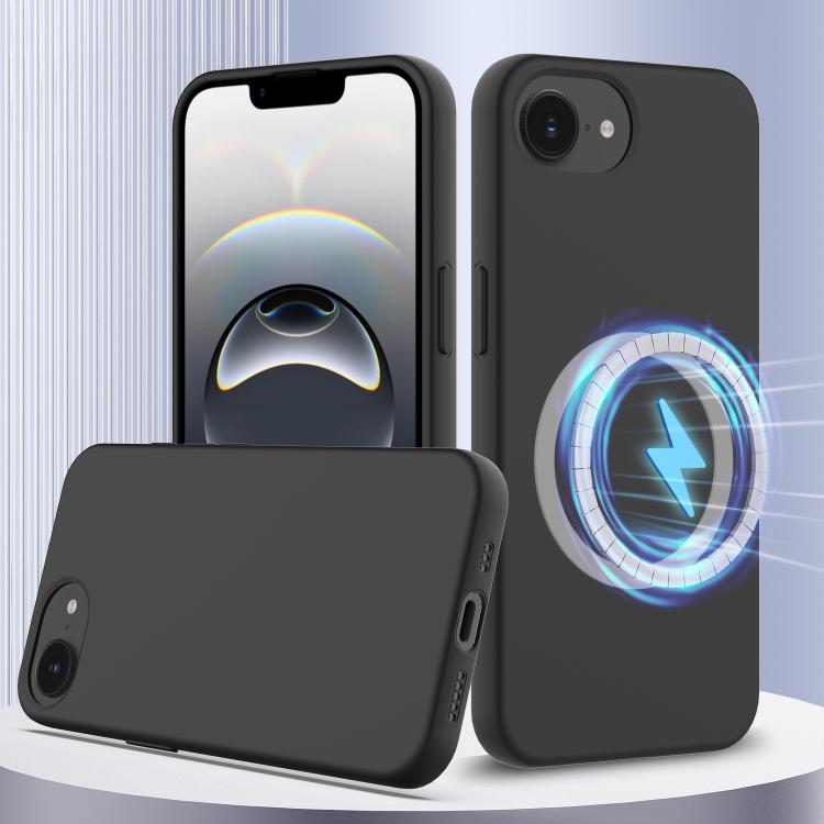 For iPhone 16e Shockproof Silicone Magsafe Phone Case(Black)
