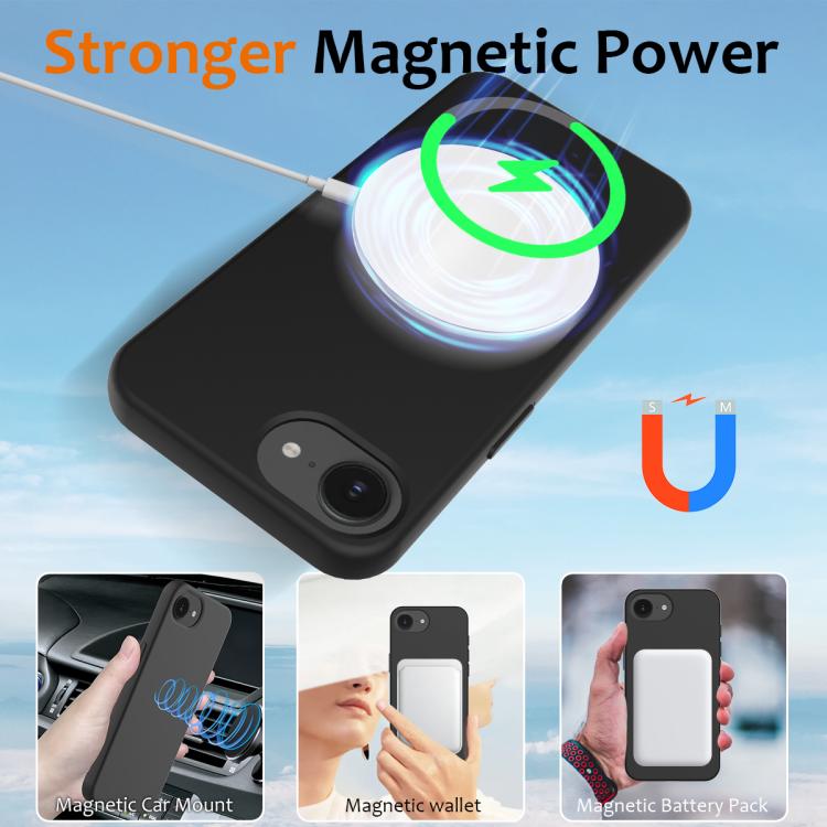 For iPhone 16e Shockproof Silicone Magsafe Phone Case(Black)
