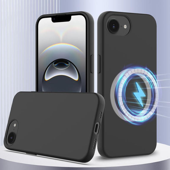 For iPhone 16e Shockproof Silicone Magsafe Phone Case(Black)