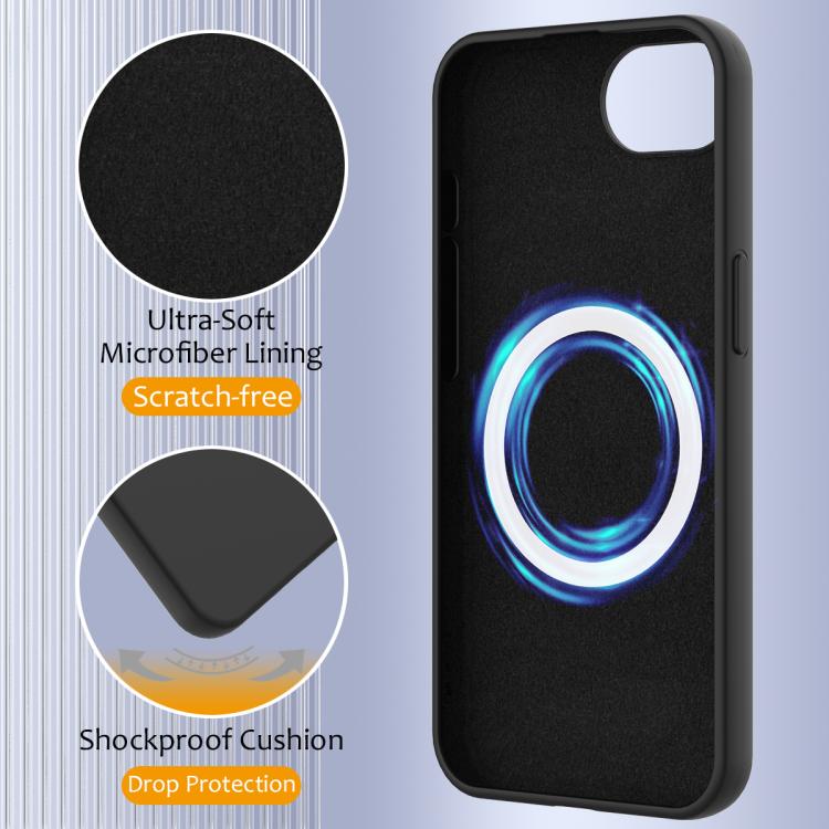 For iPhone 16e Shockproof Silicone Magsafe Phone Case(Black)