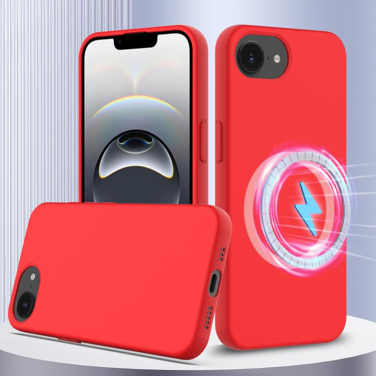 For iPhone 16e Shockproof Silicone Magsafe Phone Case(Red)
