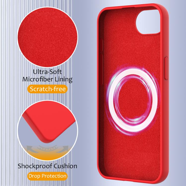 For iPhone 16e Shockproof Silicone Magsafe Phone Case(Red)
