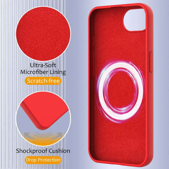 For iPhone 16e Shockproof Silicone Magsafe Phone Case(Red)