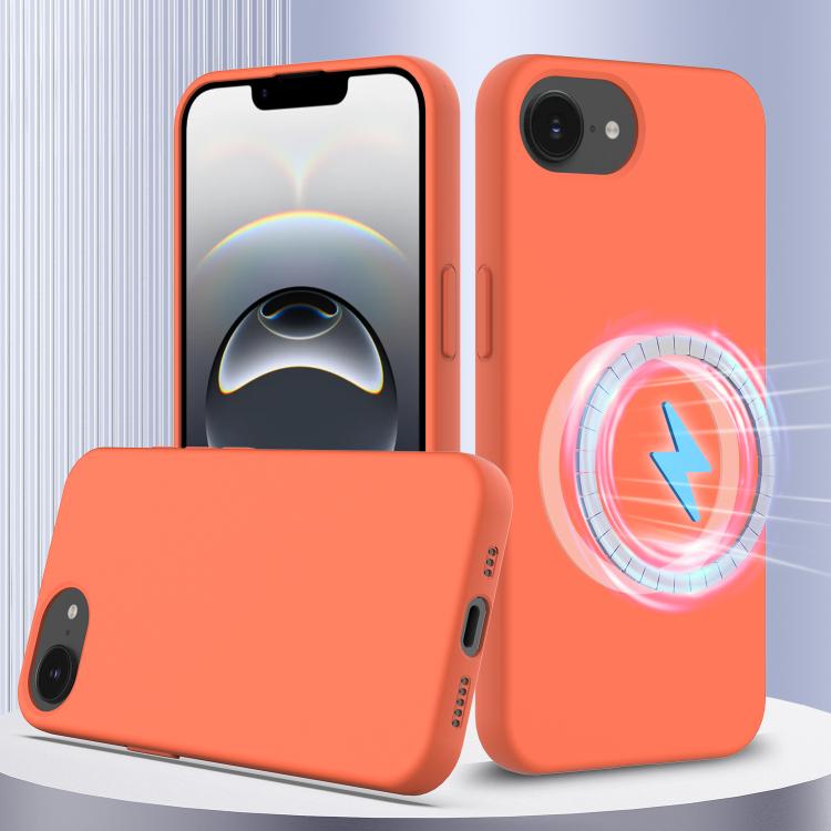 For iPhone 16e Shockproof Silicone Magsafe Phone Case(Gold Orange)