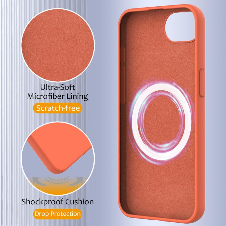 For iPhone 16e Shockproof Silicone Magsafe Phone Case(Gold Orange)