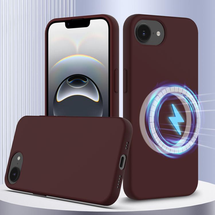 For iPhone 16e Shockproof Silicone Magsafe Phone Case(Plum Color)