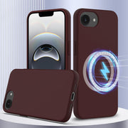 For iPhone 16e Shockproof Silicone Magsafe Phone Case(Plum Color)