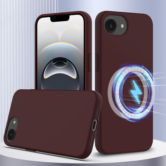 For iPhone 16e Shockproof Silicone Magsafe Phone Case(Plum Color)
