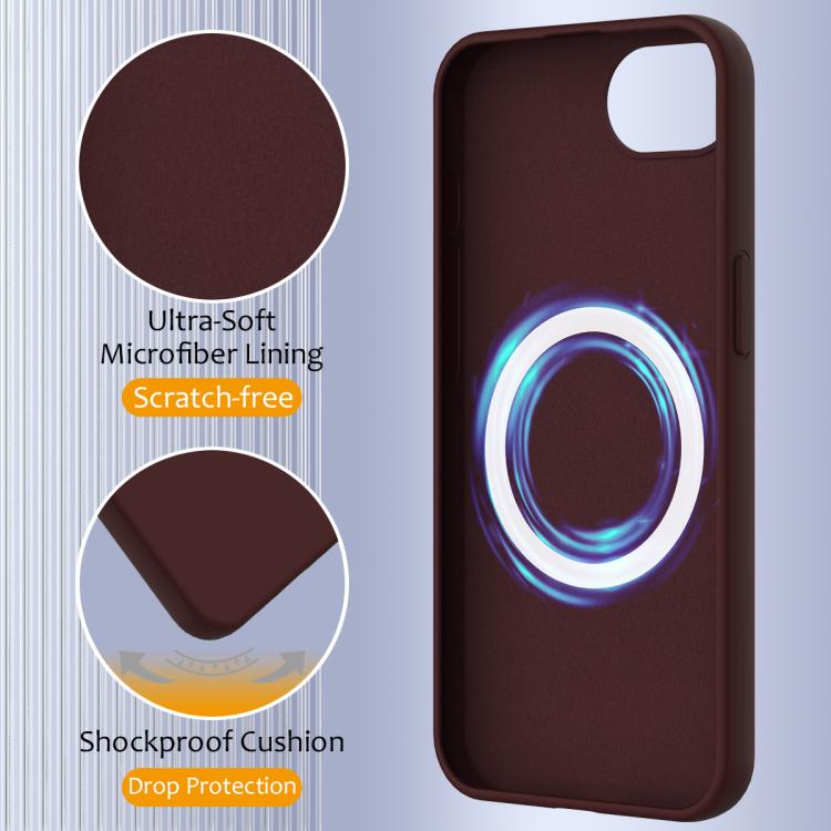 For iPhone 16e Shockproof Silicone Magsafe Phone Case(Plum Color)