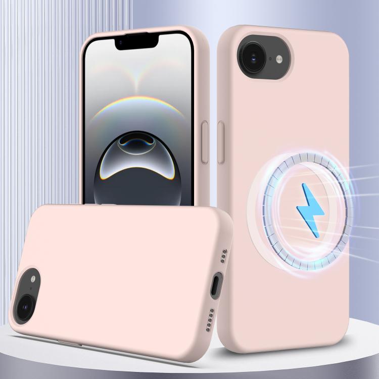 For iPhone 16e Shockproof Silicone Magsafe Phone Case(Sand Pink)