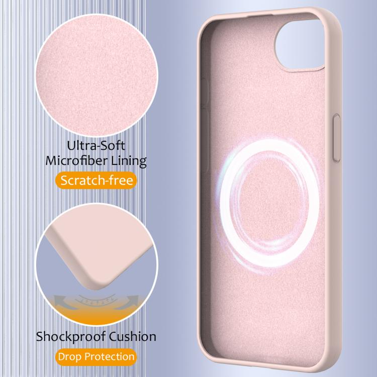 For iPhone 16e Shockproof Silicone Magsafe Phone Case(Sand Pink)