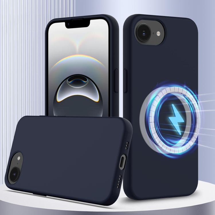 For iPhone 16e Shockproof Silicone Magsafe Phone Case(Navy Blue)