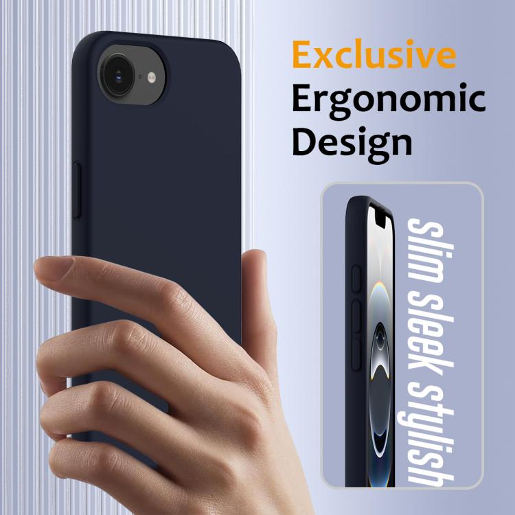 For iPhone 16e Shockproof Silicone Magsafe Phone Case(Navy Blue)