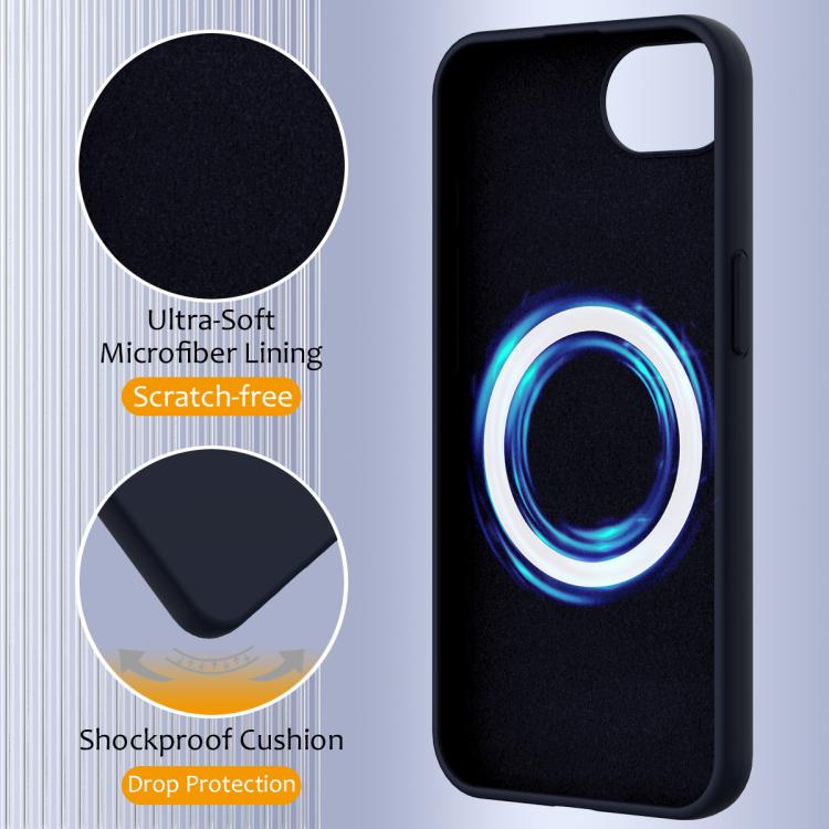 For iPhone 16e Shockproof Silicone Magsafe Phone Case(Navy Blue)