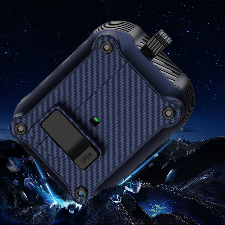For AirPods Pro Carbon Fiber Magnetic Automatic Switch Earphone Protective Case(Purple)