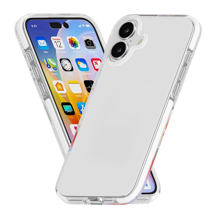 For iPhone 16 Plus Two-color Shockproof High Transparency TPU Phone Case(White)