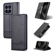 For Xiaomi 14 AZNS Magnetic Calf Texture Flip Leather Phone Case(Black)