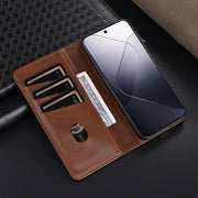 For Xiaomi 14 AZNS Magnetic Calf Texture Flip Leather Phone Case(Light Brown)