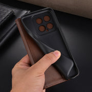 For Xiaomi 14 AZNS Magnetic Calf Texture Flip Leather Phone Case(Light Brown)