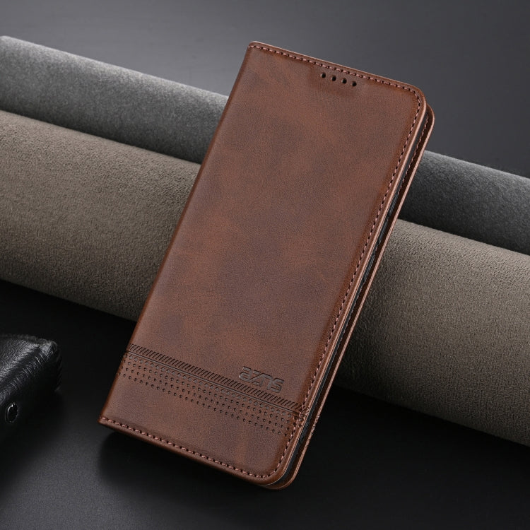 For Xiaomi 14 Ultra AZNS Magnetic Calf Texture Flip Leather Phone Case(Dark Brown)