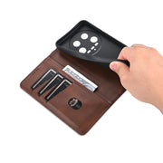 For Xiaomi 14 Ultra AZNS Magnetic Calf Texture Flip Leather Phone Case(Dark Brown)