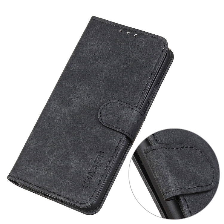 For iPhone 16 KHAZNEH Retro Texture Leather Phone Case(Black)