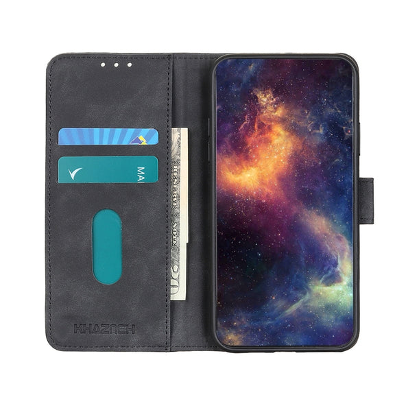 For iPhone 16e KHAZNEH Retro Texture Leather Phone Case(Black)