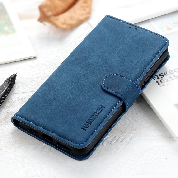 For iPhone 16e KHAZNEH Retro Texture Leather Phone Case(Blue)