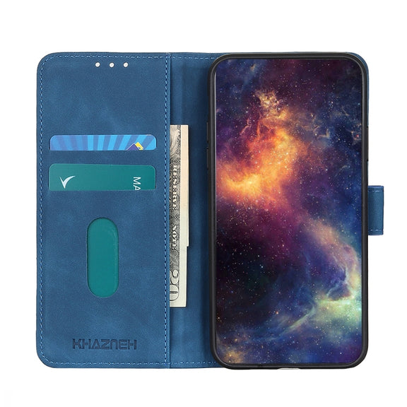 For iPhone 16e KHAZNEH Retro Texture Leather Phone Case(Blue)
